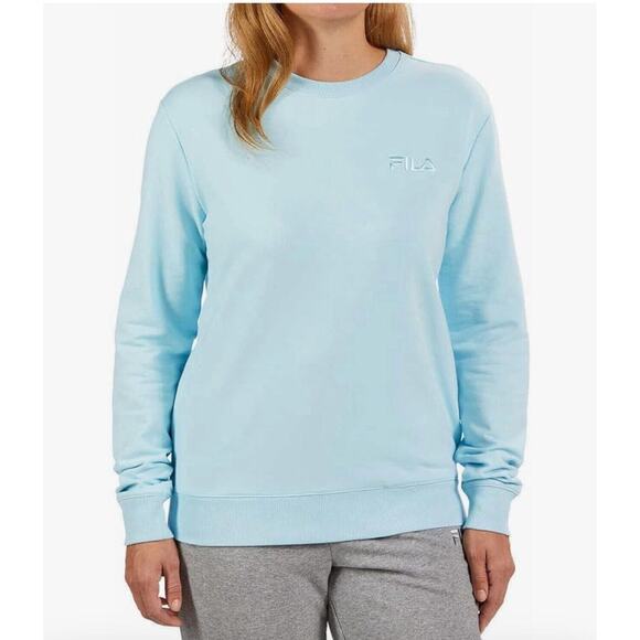 FILA Women Size Medium Sweatshirt Blue With Pockets Crewneck French Terry - Picture 1 of 9